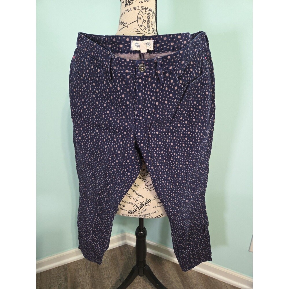 Madewell Womens 32 Chino Pants Navy Zipper Front Spotted Stretch Casual